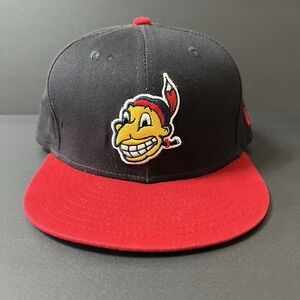 Vintage Cleveland Indians CHIEF WAHOO Snap Back Cap Banned Cooperstown New Era
